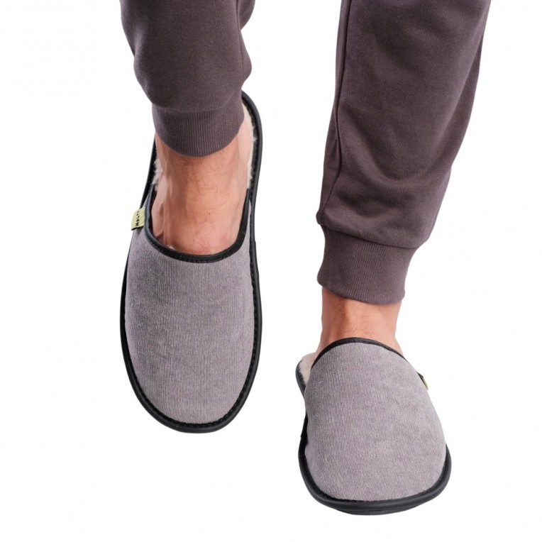 Тапочки "Легкие" мужские из натуральной шерсти (цвет серый) лучшего качества